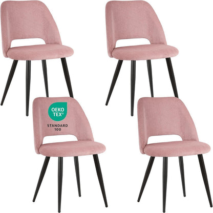 Esszimmerstühle Set 4er – Gepolsterte Samtstühle Rosa