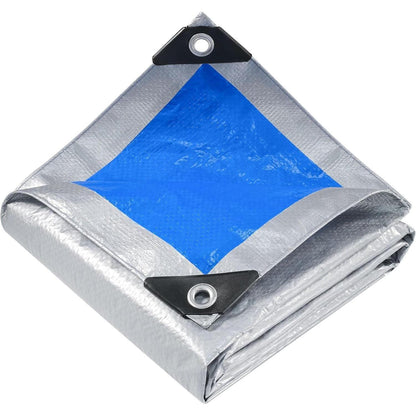 Wasserdichte Plane 10x10m – Silber/Blau, UV & Reißfest