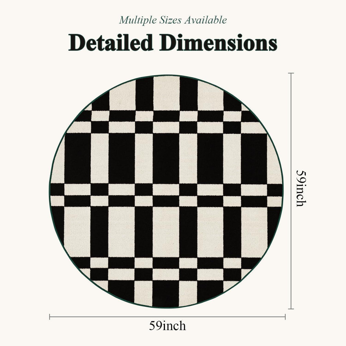 Schachbrett Fußmatte rutschfest 150x150cm Schwarz