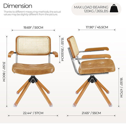 Zouron Rattan Schreibstuhl – Drehstuhl Mid Century Design