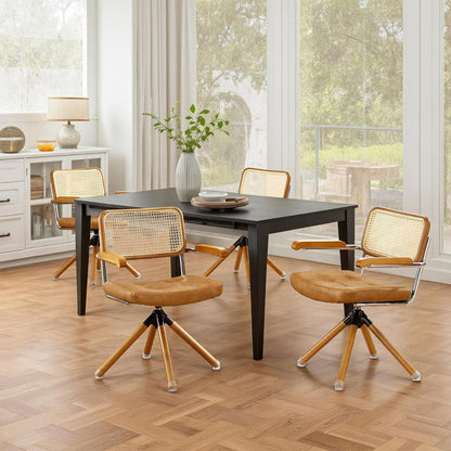 Zouron Rattan Schreibstuhl – Drehstuhl Mid Century Design