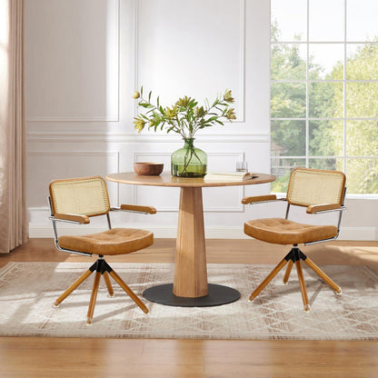 Zouron Rattan Schreibstuhl – Drehstuhl Mid Century Design