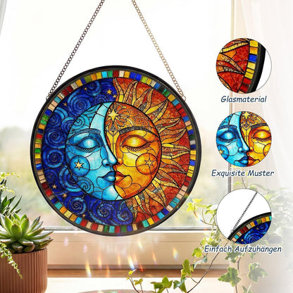 Sonnenfänger Fenster Hängend Sonne-Mond Design – Bunte Acryl Deko
