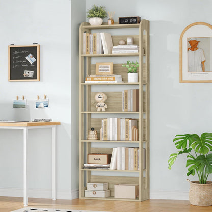 7-stöckiges Bücherregal Eichefarben | Standregal für Wohnzimmer & Schlafzimmer