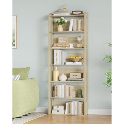 7-stöckiges Bücherregal Eichefarben | Standregal für Wohnzimmer & Schlafzimmer