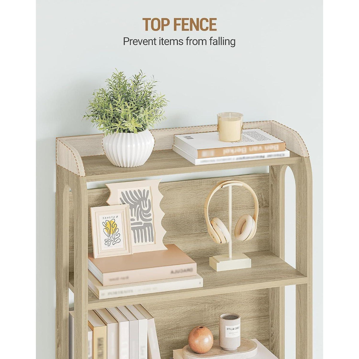 7-stöckiges Bücherregal Eichefarben | Standregal für Wohnzimmer & Schlafzimmer