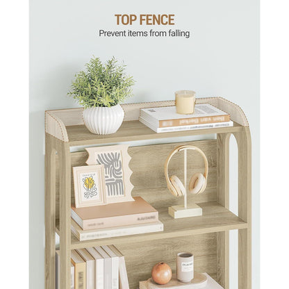 7-stöckiges Bücherregal Eichefarben | Standregal für Wohnzimmer & Schlafzimmer