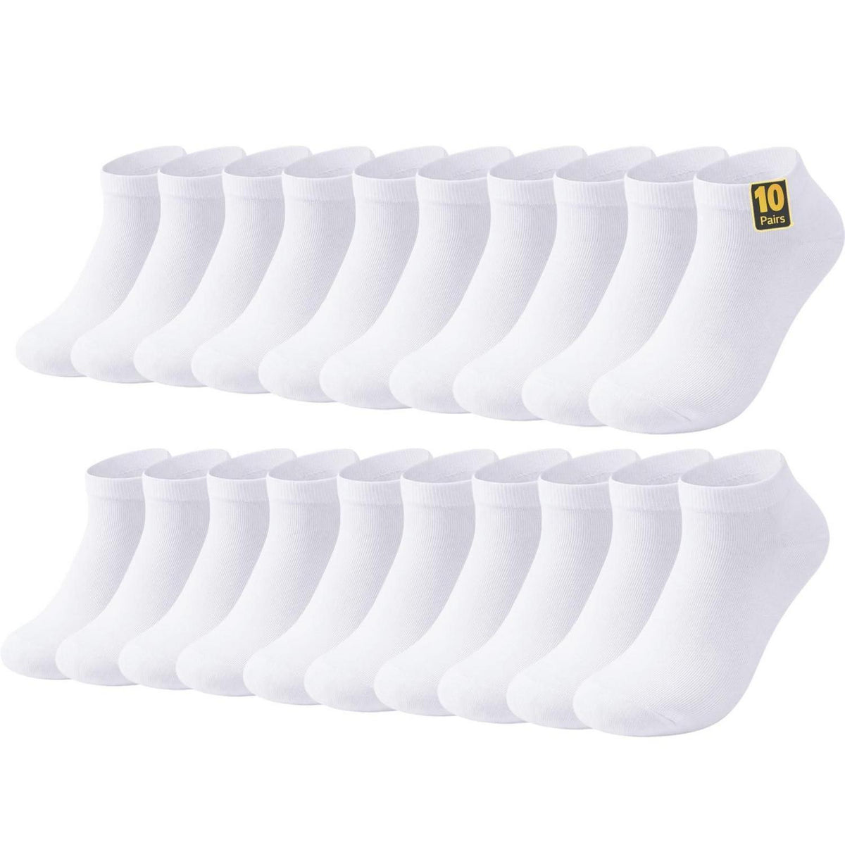 10 Paar Sneaker Socken Baumwolle – Unisex Weiß, Größe 43-46