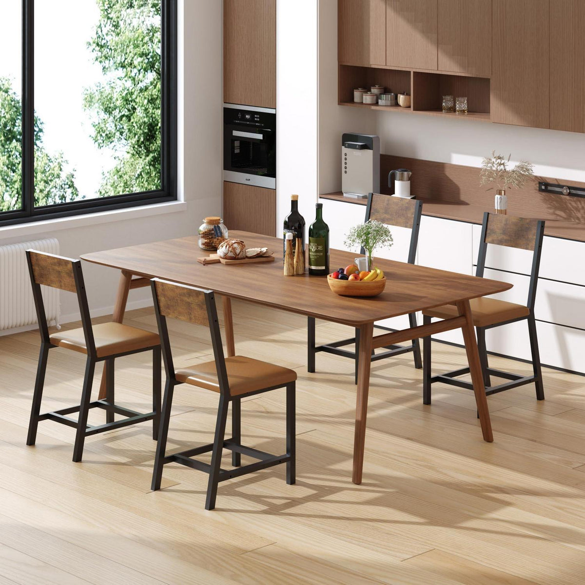 Esszimmerstühle 4er Set Vintage Braun mit Polsterung
