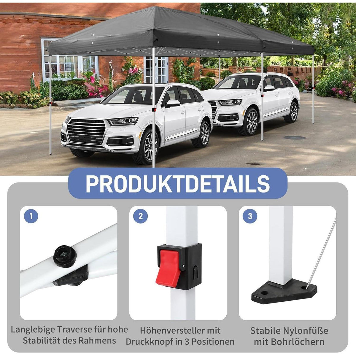 Faltpavillon 3x6m – Wasserdicht, UV-Schutz & Moskitonetz