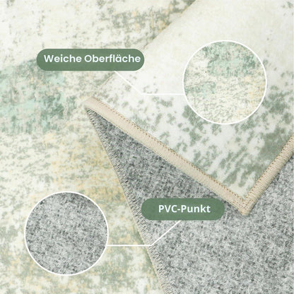 Moderner Wohnzimmerteppich Grün 240x300 cm – Waschbar & Rutschfest