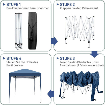 Faltpavillon 2x2m mit 4 Seitenteilen – UV-Schutz & Winddicht