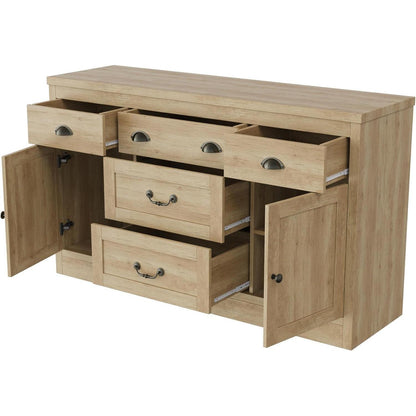 Holz Schubladenschrank mit 2 Türen & 5 Schubladen