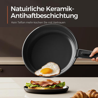 16-teiliges Antihaft-Kochset aus Edelstahl & Keramik