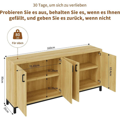 Holz Küchenschrank mit 4 Türen – Vielseitige Aufbewahrung