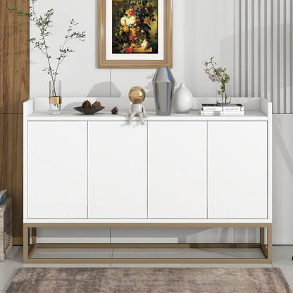 Schmaler Sideboard Weiß 120x30x80cm | Grifflos & Verstellbar