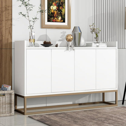 Schmaler Sideboard Weiß 120x30x80cm | Grifflos & Verstellbar