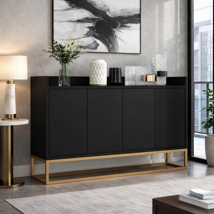 Schmaler Sideboard Schwarz – Griffloser Flur- & Wohnzimmerschrank