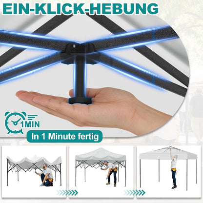 3x3m Pop-Up Pavillon mit Seitenwänden & One-Touch Lift