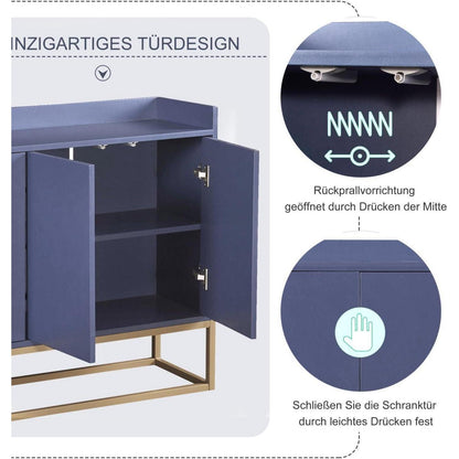 Schmaler Sideboard Blau 120x30x80cm | Grifflos & Verstellbar