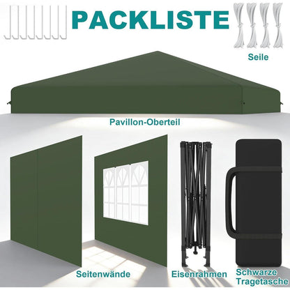 Pop-Up Pavillon 2,5x2,5m mit Seitenwänden & One-Touch Lift