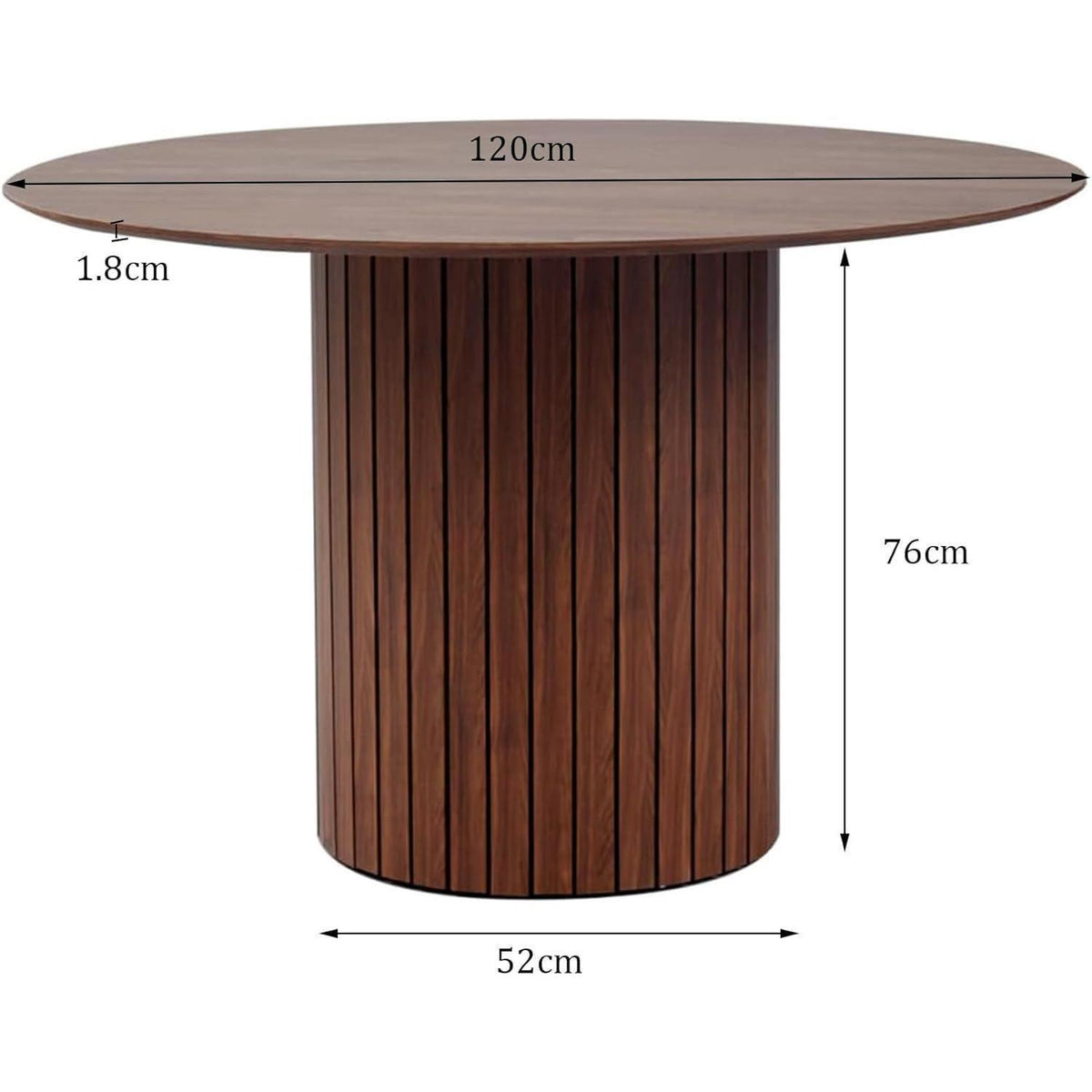Runder Esstisch Landhausstil Dunkelbraun 120cm