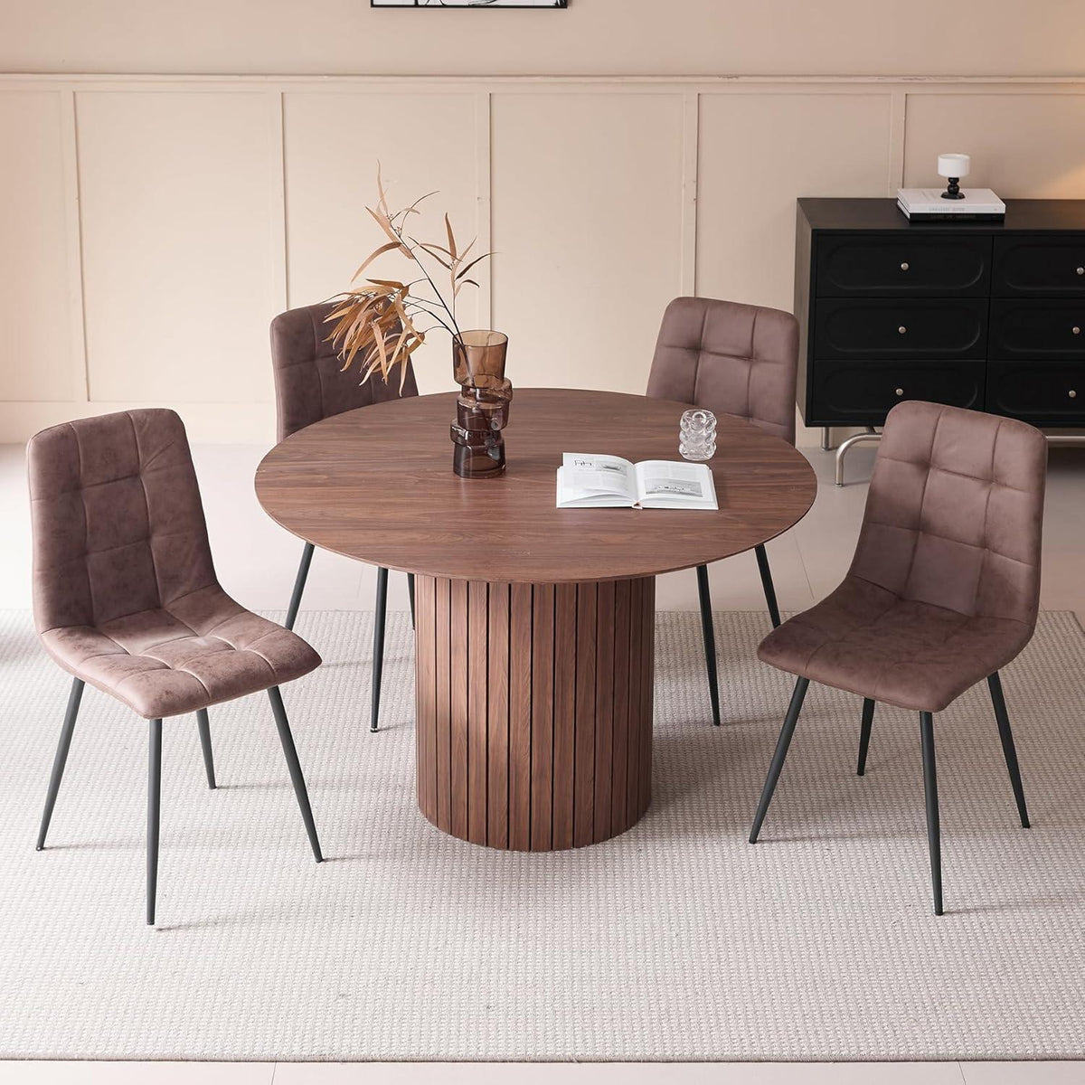 Runder Esstisch Landhausstil Dunkelbraun 120cm
