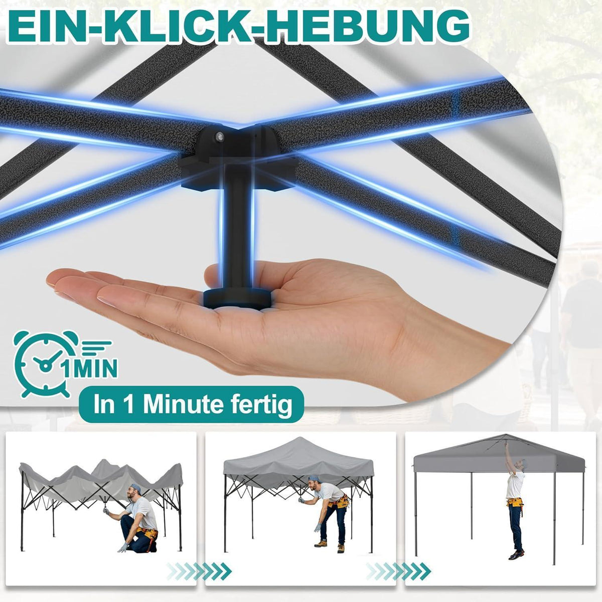 3x3m Pop-Up Pavillon mit One-Touch – Faltzelt für Garten & Events