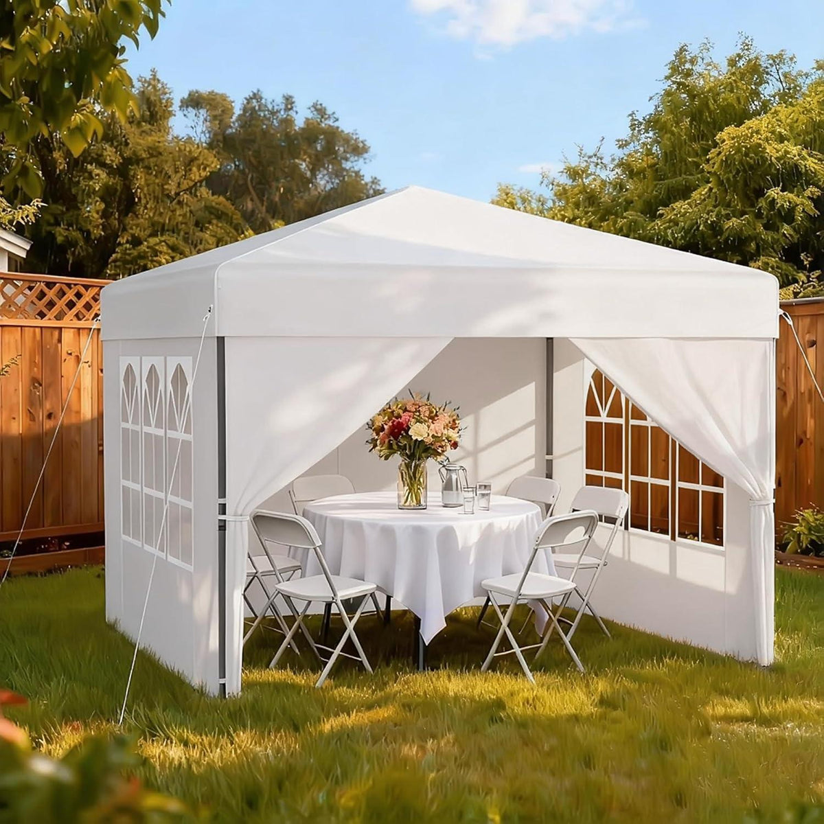 Pop-Up Pavillon 2,5x2,5m mit Seitenwänden & One-Touch Lift