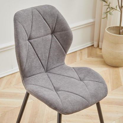 Runder Esstisch Set 100cm & 4 Moderne Leinenstühle Dunkelgrau