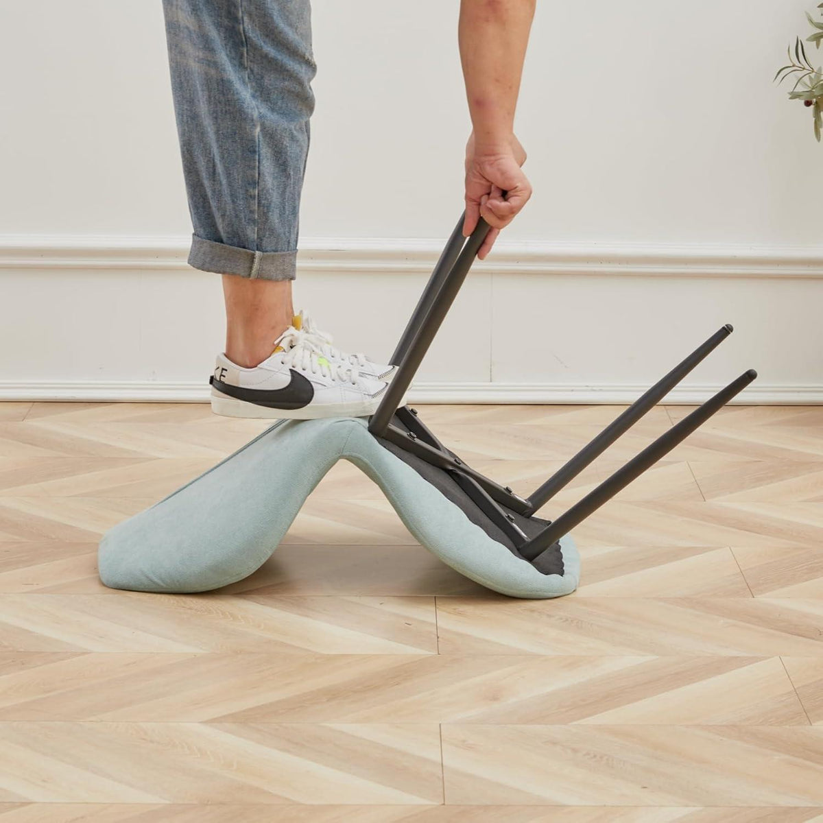 Runder Esstisch 100cm mit 4 modernen Leinenstühlen (Gelb/Mint)