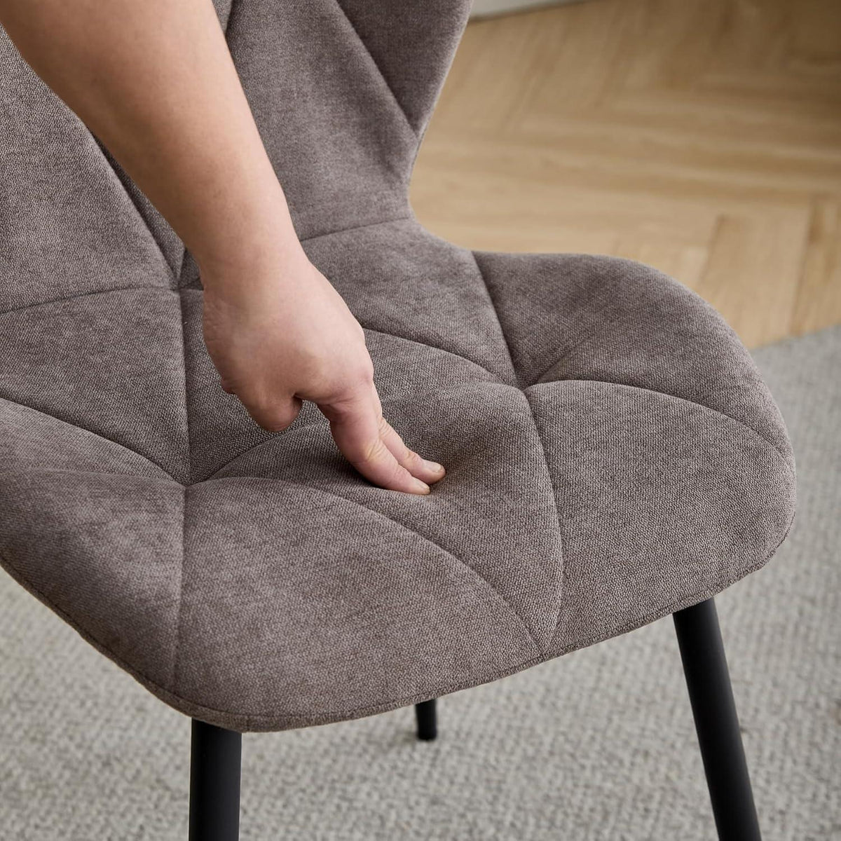 Runder Esstisch Set 100cm mit 4 modernen Leinenstühlen