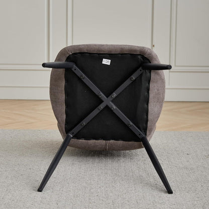 Runder Esstisch Set 100cm & 4 Moderne Leinenstühle Braun