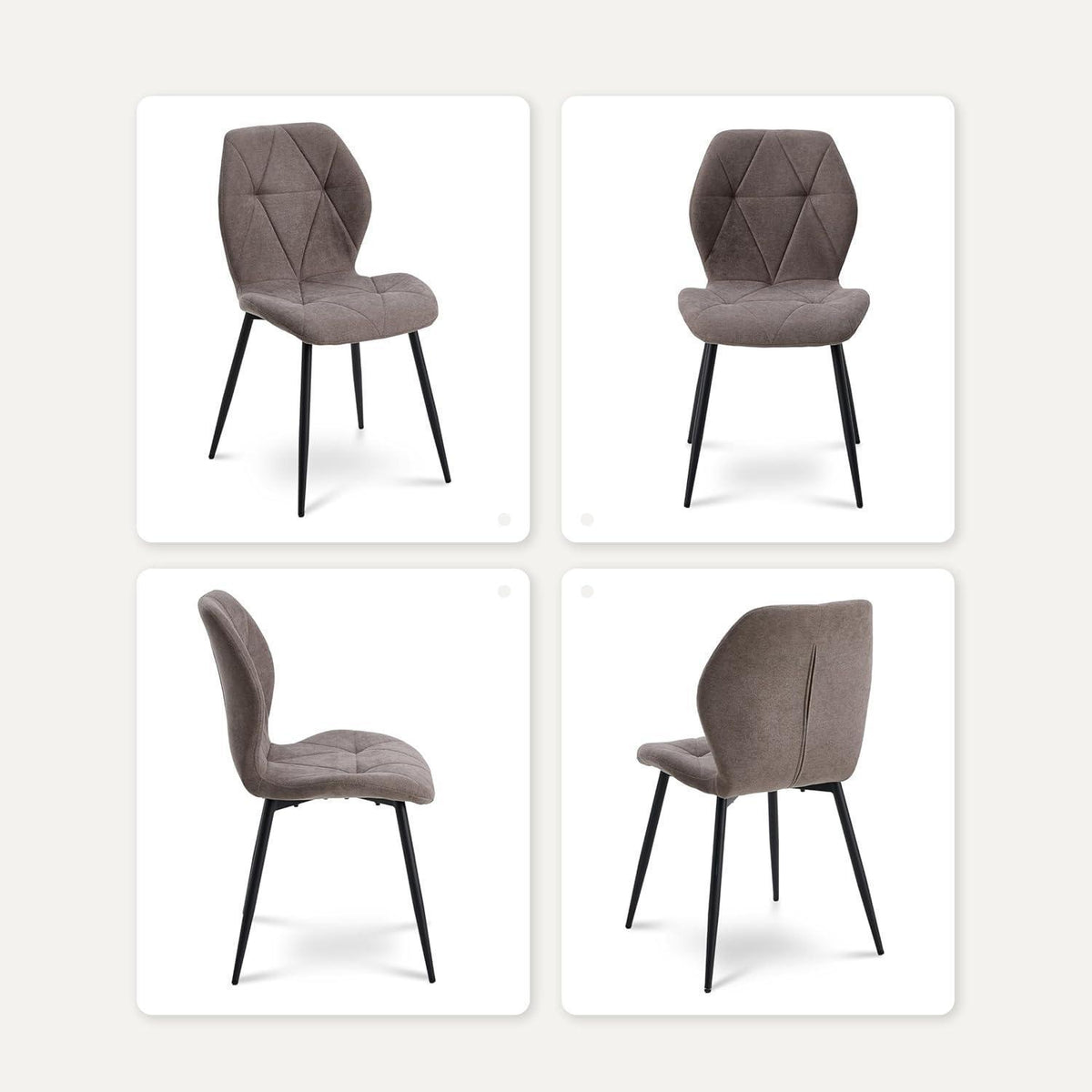 Runder Esstisch 100cm mit 4 modernen Leinenstühlen (Gelb/Braun)