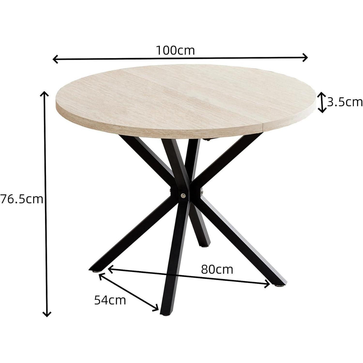 Runder Esstisch 100cm mit 4 modernen Leinenstühlen (Gelb/Braun)