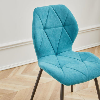Runder Esstisch Set 100cm & 4 Moderne Leinenstühle Dunkelblau