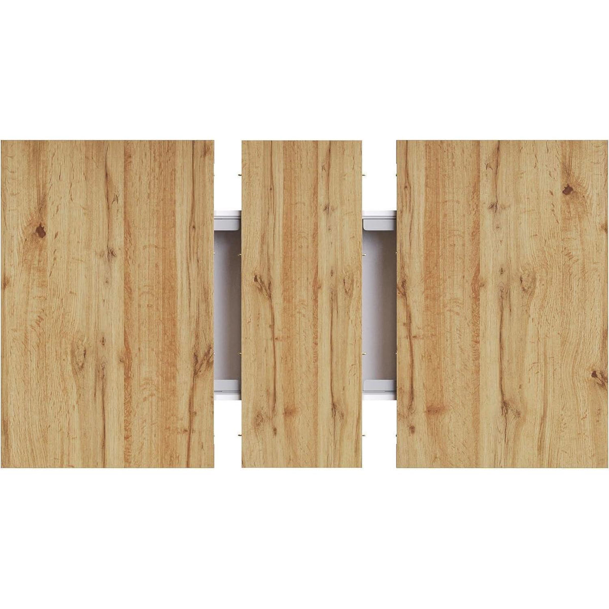 Ausziehbarer Esstisch Weiß & Holz mit Stauraum (110-140x80cm)