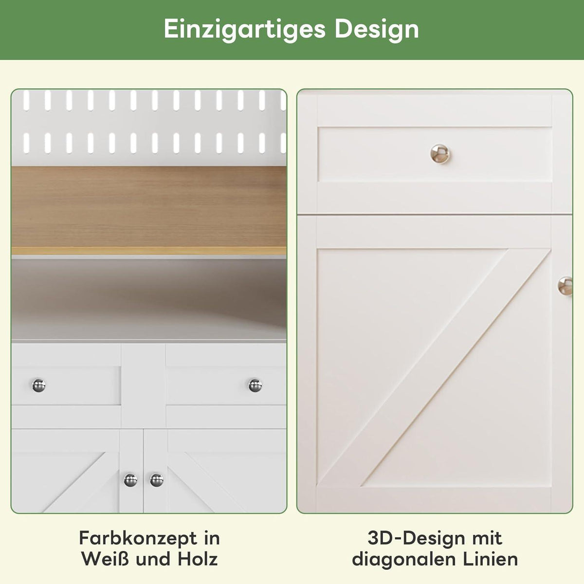 Weißes Sideboard mit 2 Schubladen & 4 Türen – Buffet Küche Esszimmer