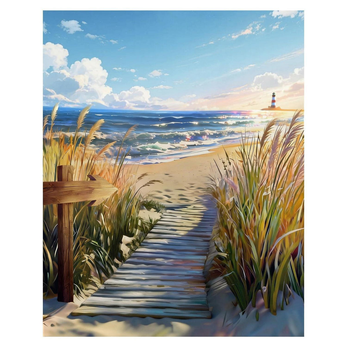 Malen nach Zahlen Meerlandschaft mit Leuchtturm 40x50 cm
