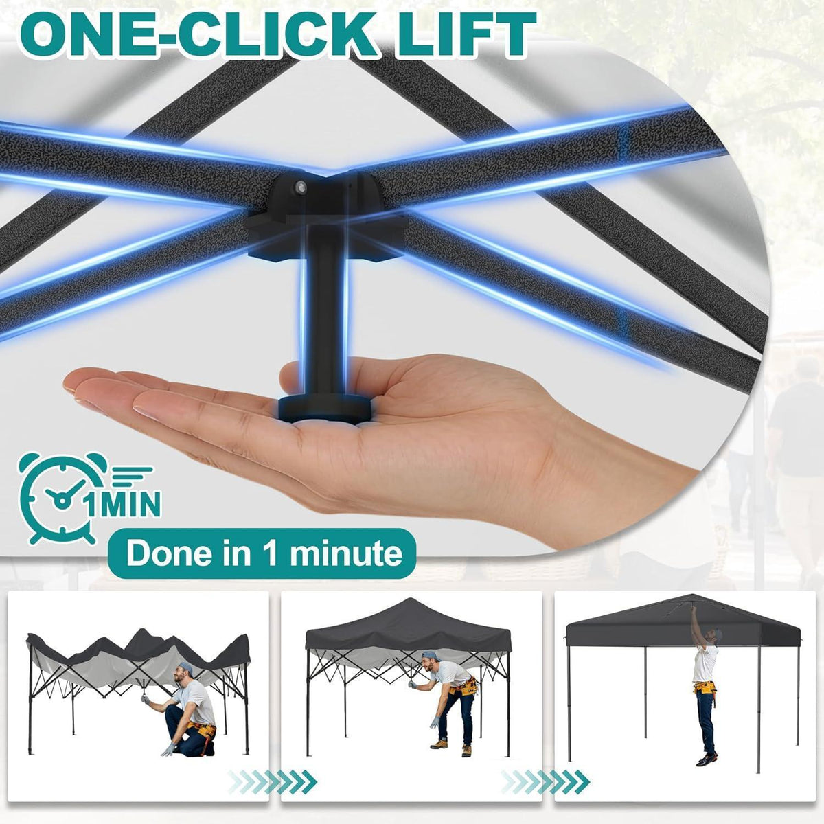3x3m Pop Up Pavillon – Wasserdicht & Stabil für Garten & Camping