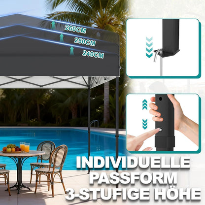 3x3m Pop Up Pavillon – Wasserdicht & Stabil für Garten & Camping