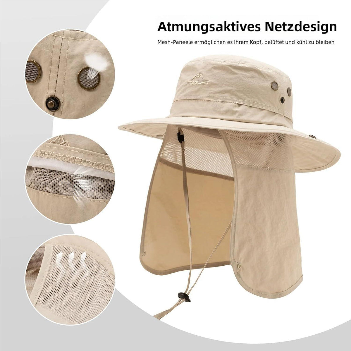 Sonnenhut mit UV-Nackenschutz – Wasserdichter Outdoor Hut für Damen & Herren