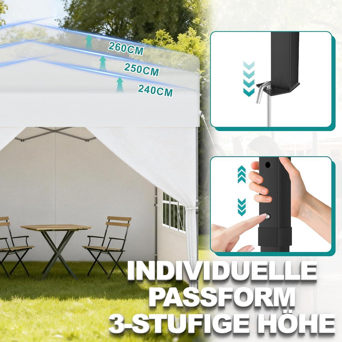 Pop Up Pavillon 2.5x2.5m – Wasserdicht & UV-Schutz