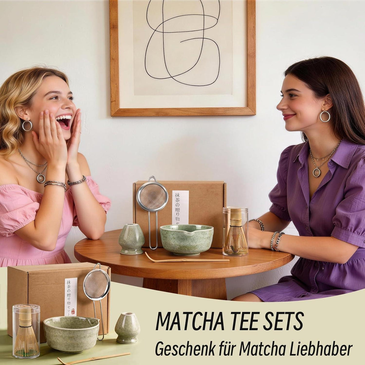 5-tlg. Matcha Set Japanisch – Traditionelles Tee Set mit Schale & Besen