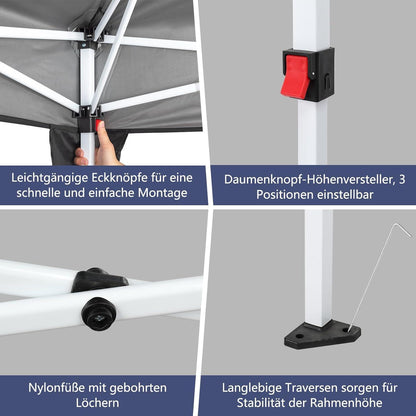 3x6m Faltpavillon mit 6 Seitenwänden – Wasserdicht & UV-Schutz