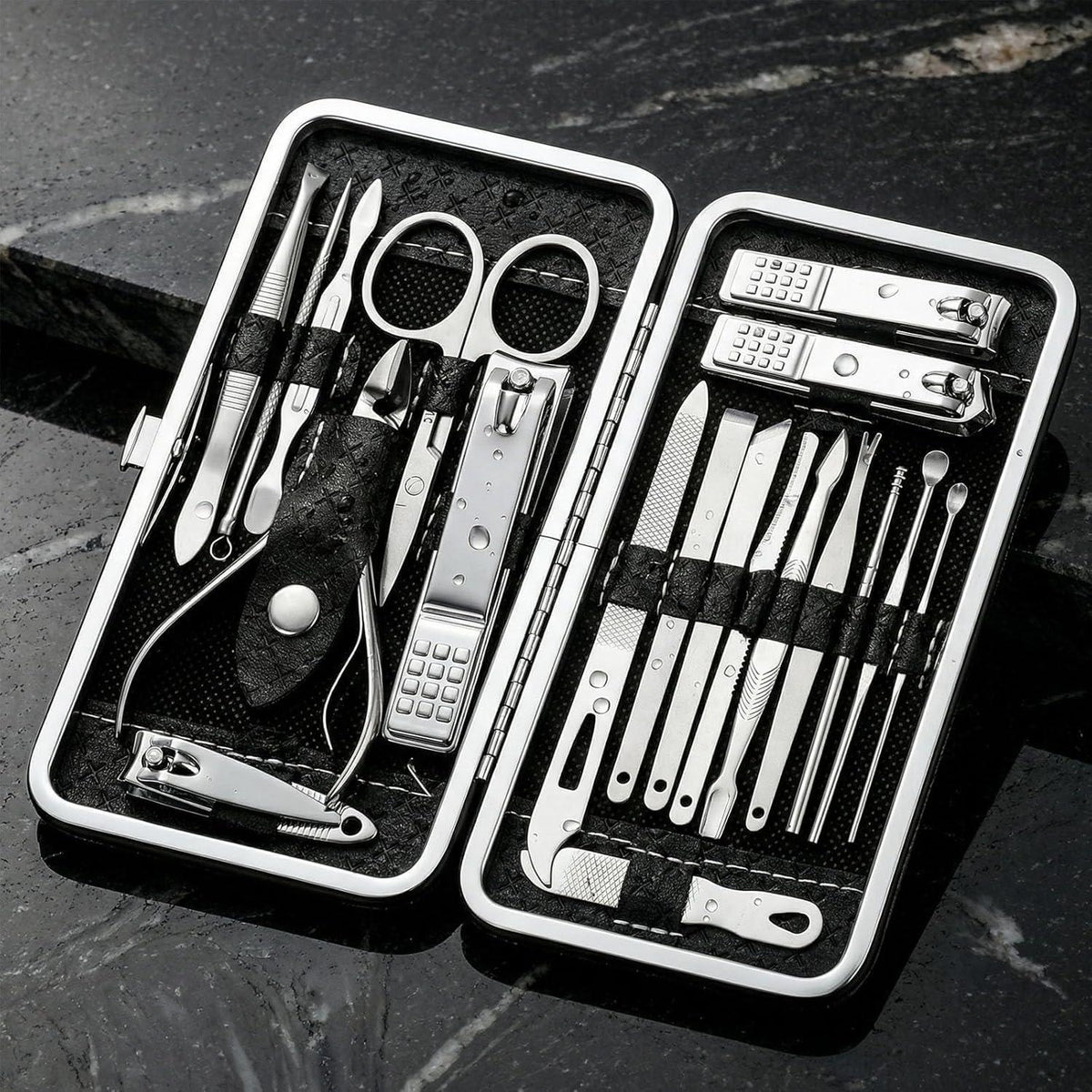 19-teiliges Maniküre-Pediküre Set Edelstahl – Tragbares Nagelpflege Kit