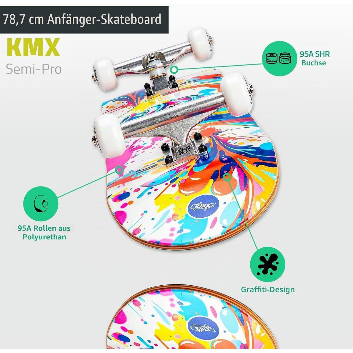 Komplett Skateboard Anfänger Set mit Tool | 31" Graffiti Blau