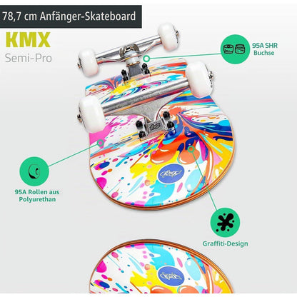 Komplett Skateboard Anfänger Set mit Tool | 31" Graffiti Blau