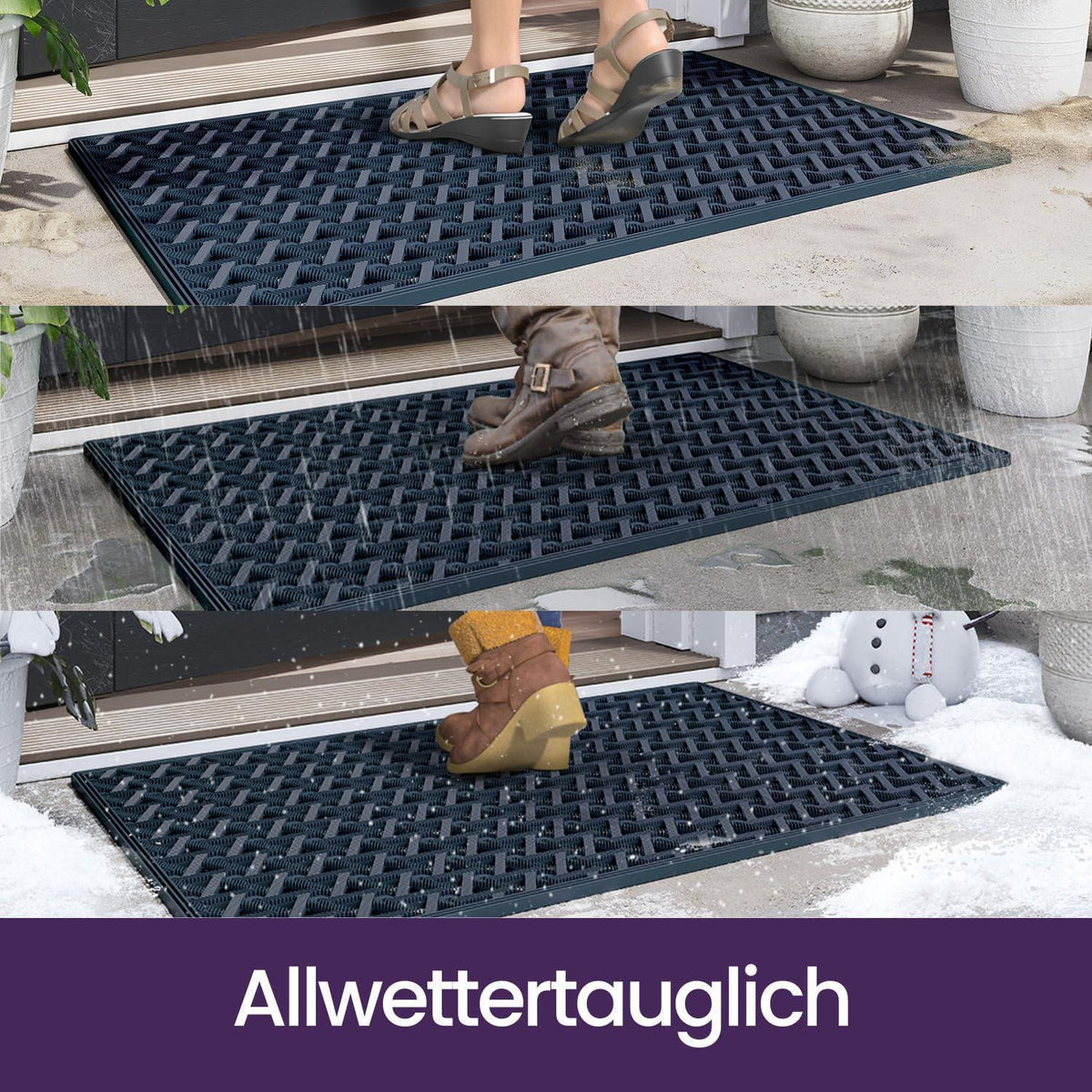 Fußmatte Outdoor 81x122 cm – Rutschfest & Wetterfest Marineblau