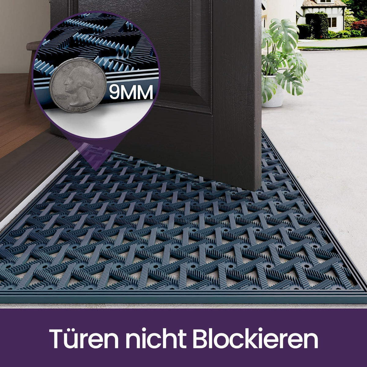 Fußmatte Outdoor 81x122 cm – Rutschfest & Wetterfest Marineblau